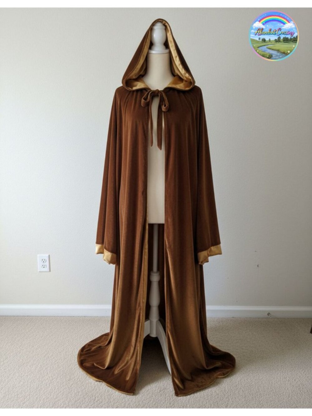 Velvet Wizard Robe Satin Lined Hood Bell Sleeves Costume